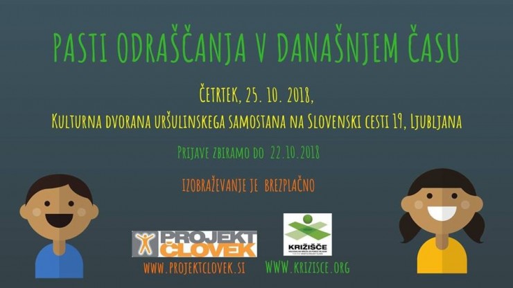 Društvo Projekt Človek vabi na izobraževanje: Pasti odraščanja v današnjem času