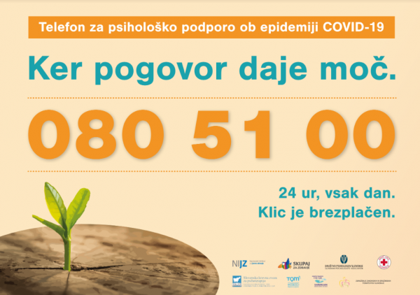 PONOVNO VZPOSTAVLJEN TELEFON ZA PSIHOLOŠKO PODPORO OB EPIDEMIJI - 080 51 00