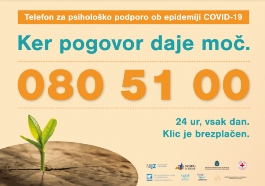 PONOVNO VZPOSTAVLJEN TELEFON ZA PSIHOLOŠKO PODPORO OB EPIDEMIJI - 080 51 00