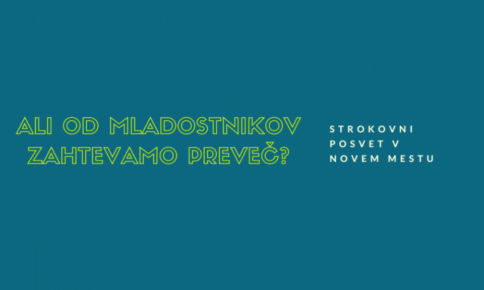 ALI OD MLADOSTNIKOV ZAHTEVAMO PREVEČ? // BREZPLAČNI STROKOVNI POSVET V NOVEM MESTU