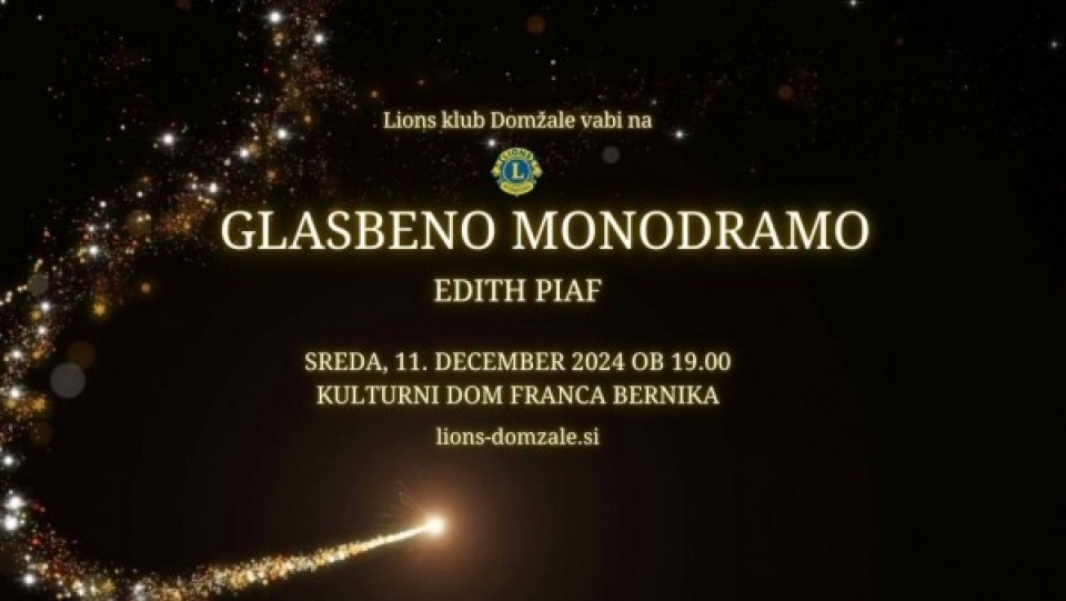 Vabilo na dobrodelno glasbeno monodramo EDITH PIAF
