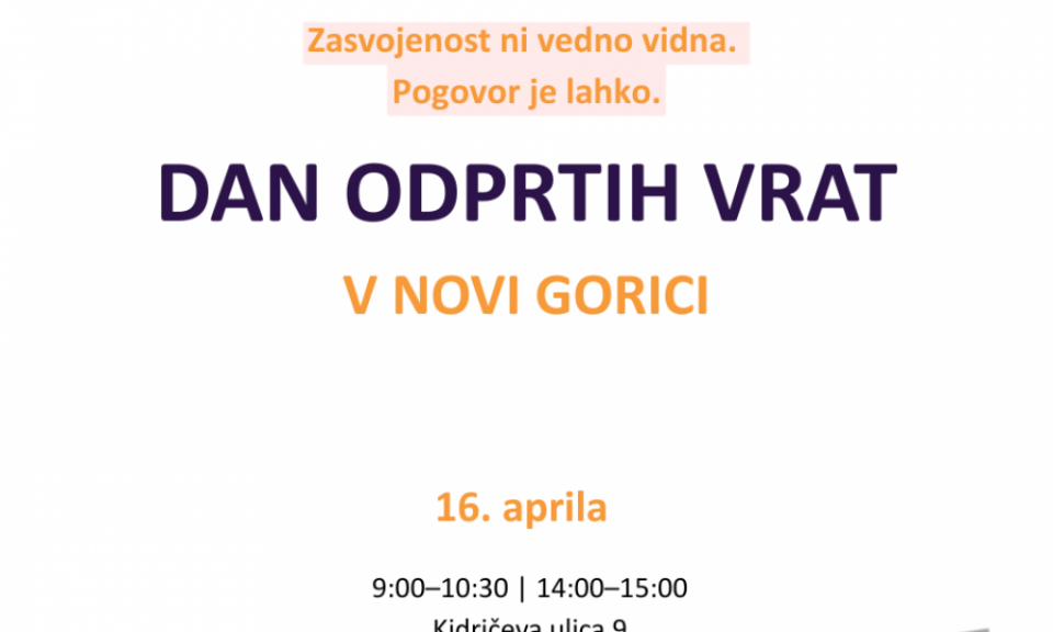 Dan odprtih vrat v Novi Gorici: Med stisko in rešitvijo – vloga Društva Projekt Človek pri soočanju z zasvojenostjo